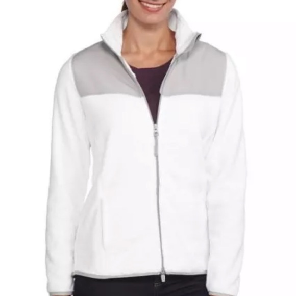 Danskin Now Jackets & Blazers - Danskin Now White Fleece Long Sleeve Jacket Coat